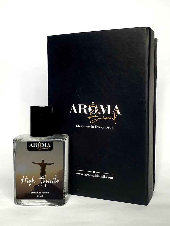 High Spirits perfume with box by Aroma Bismil inspired by Nishane Hacivat